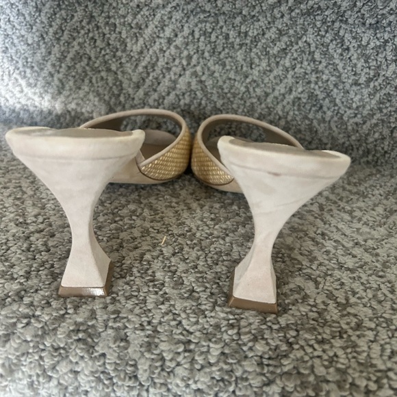 Manolo Blahnik Tan Raffia Mules with Suede Trim - Picture 12 of 14